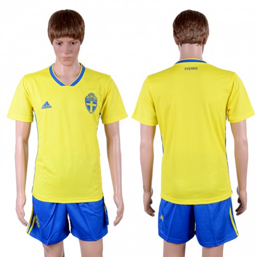Sweden Blank Home Soccer Country Shorts